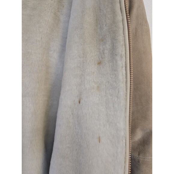 VTG Winlet‎ Leather Coat Jacket  Womens M Faux Fur Lined Tan 80s Suede Leather - Picture 10 of 14